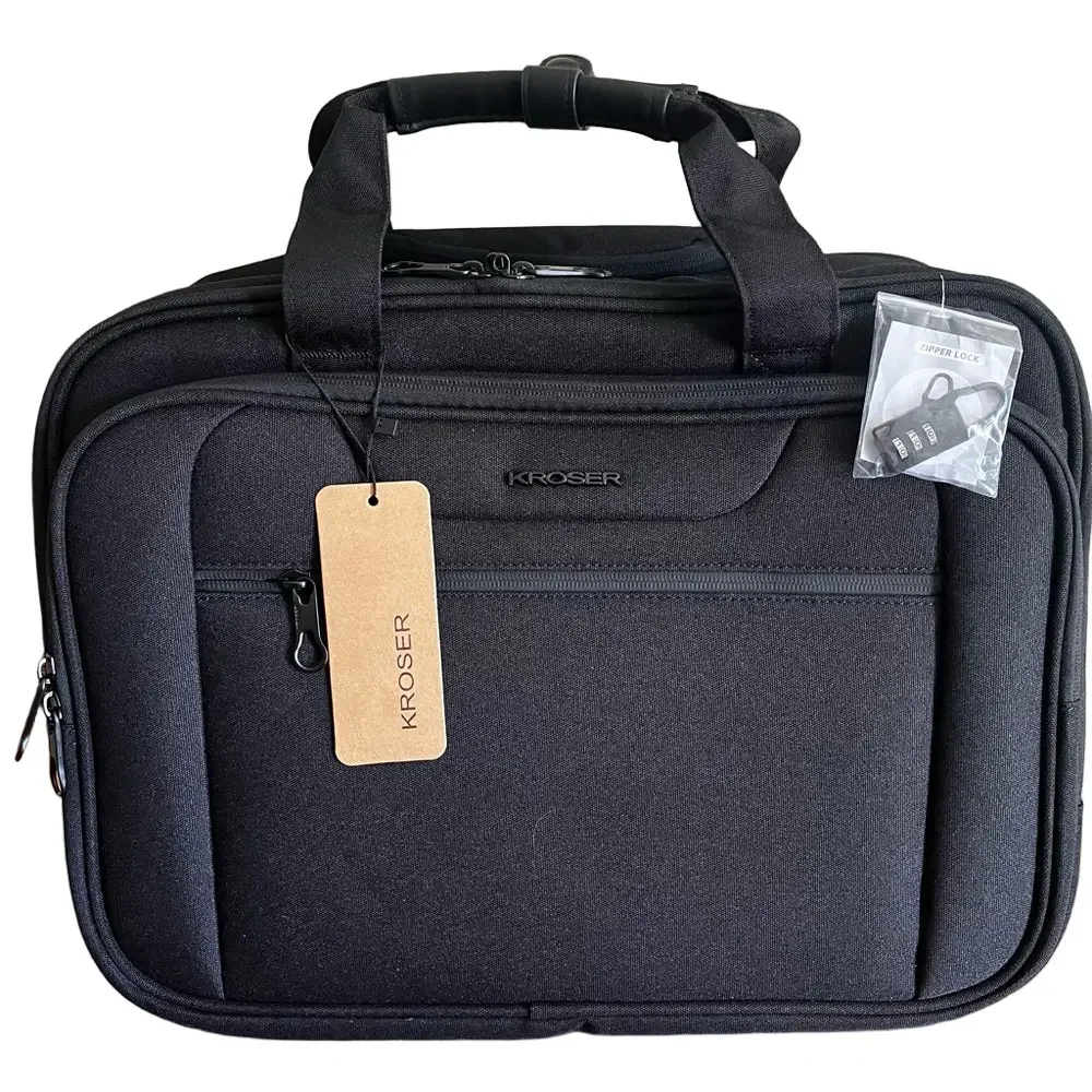 KROSER Maletin Expandible Travel Bag Laptops Roller Black Telescope Zipper light